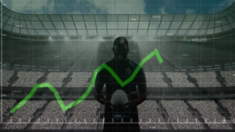 animaciones del procesamiento de datos financieros sobre el jugador de rugby afroamericano