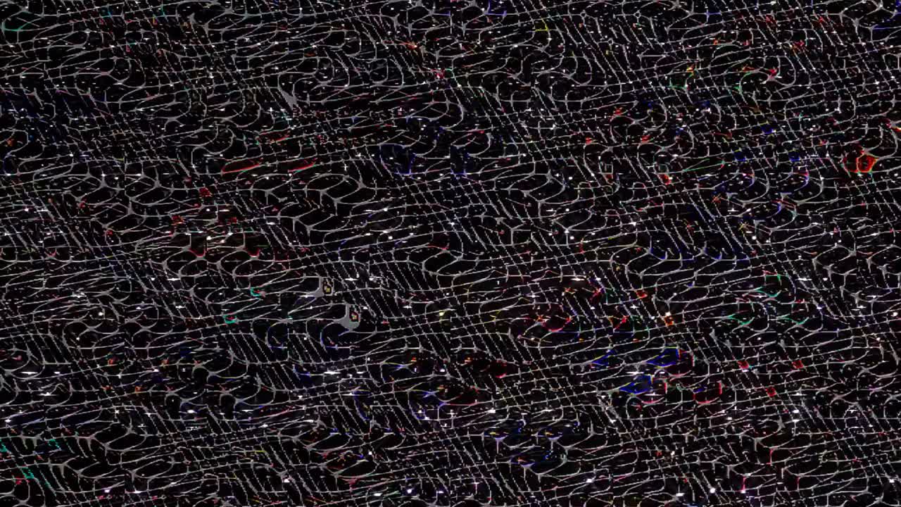 3d 추상화 빛나는 밝은 선, 세트 파동, 다채로운, 검은 배경