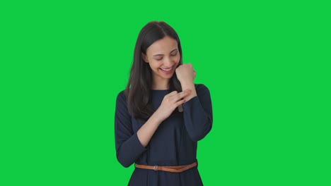 Happy-Indian-girl-removing-the-bandage-Green-screen