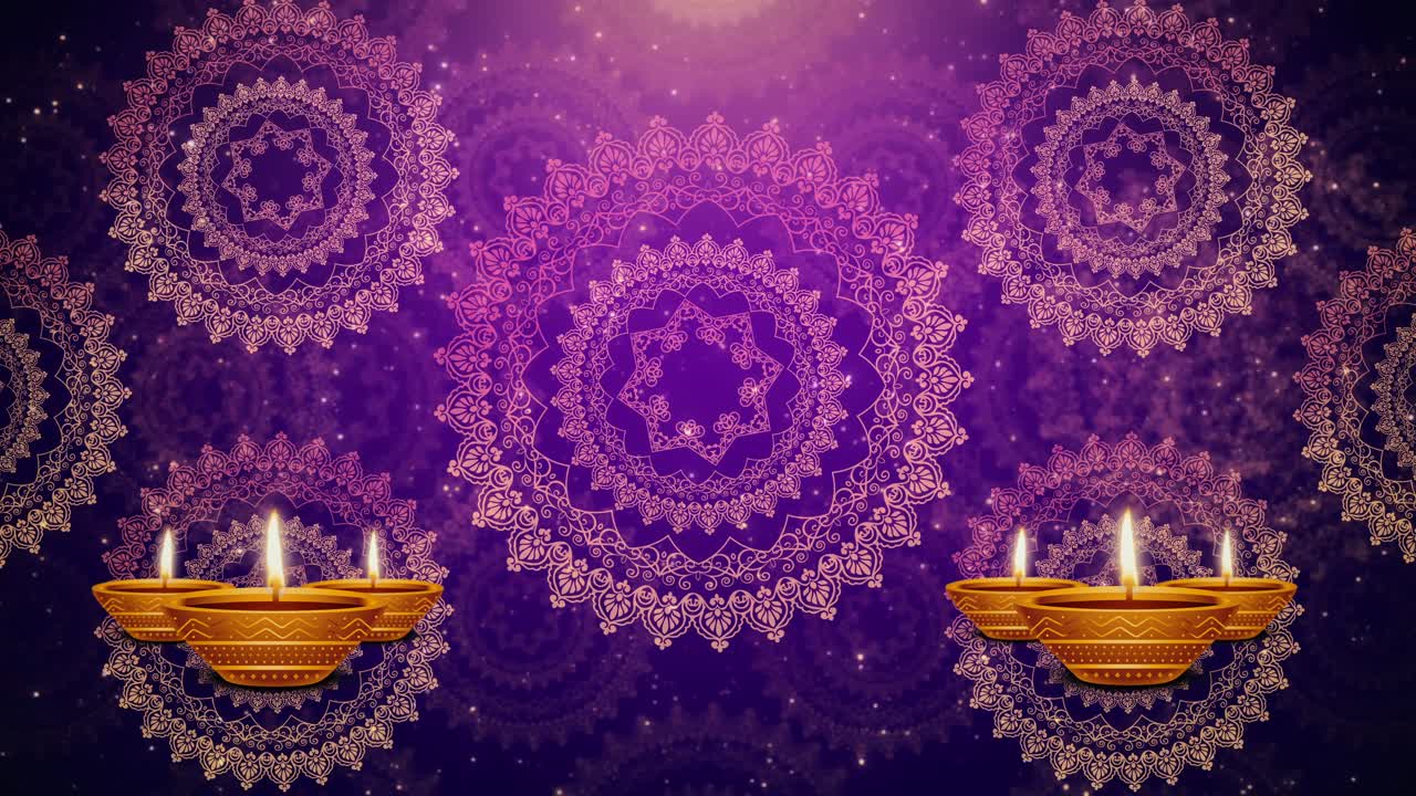 Sfondo del Festival Diwali delle Luci. Animazione elegante con lampade e particelle per celebrazioni.