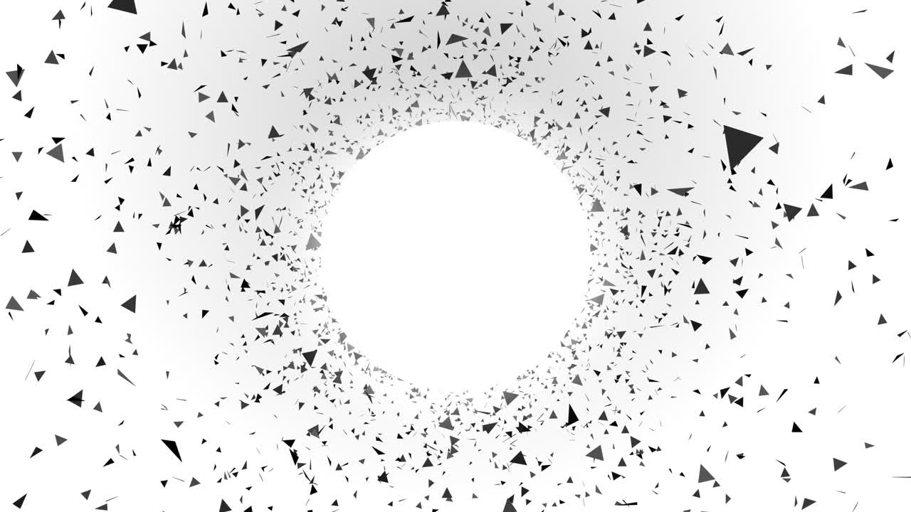 Abstract Black and White Triangles Moving in a Tunnel