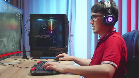man playing video game and losing survival shooter games