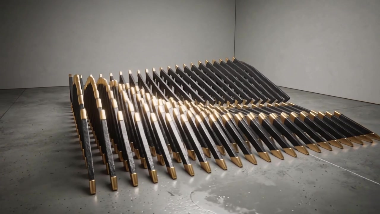 Spinta iniziale nell'angolo sinistro che fa cadere i pannelli sul pavimento della galleria, tappi metallici che lampeggiano