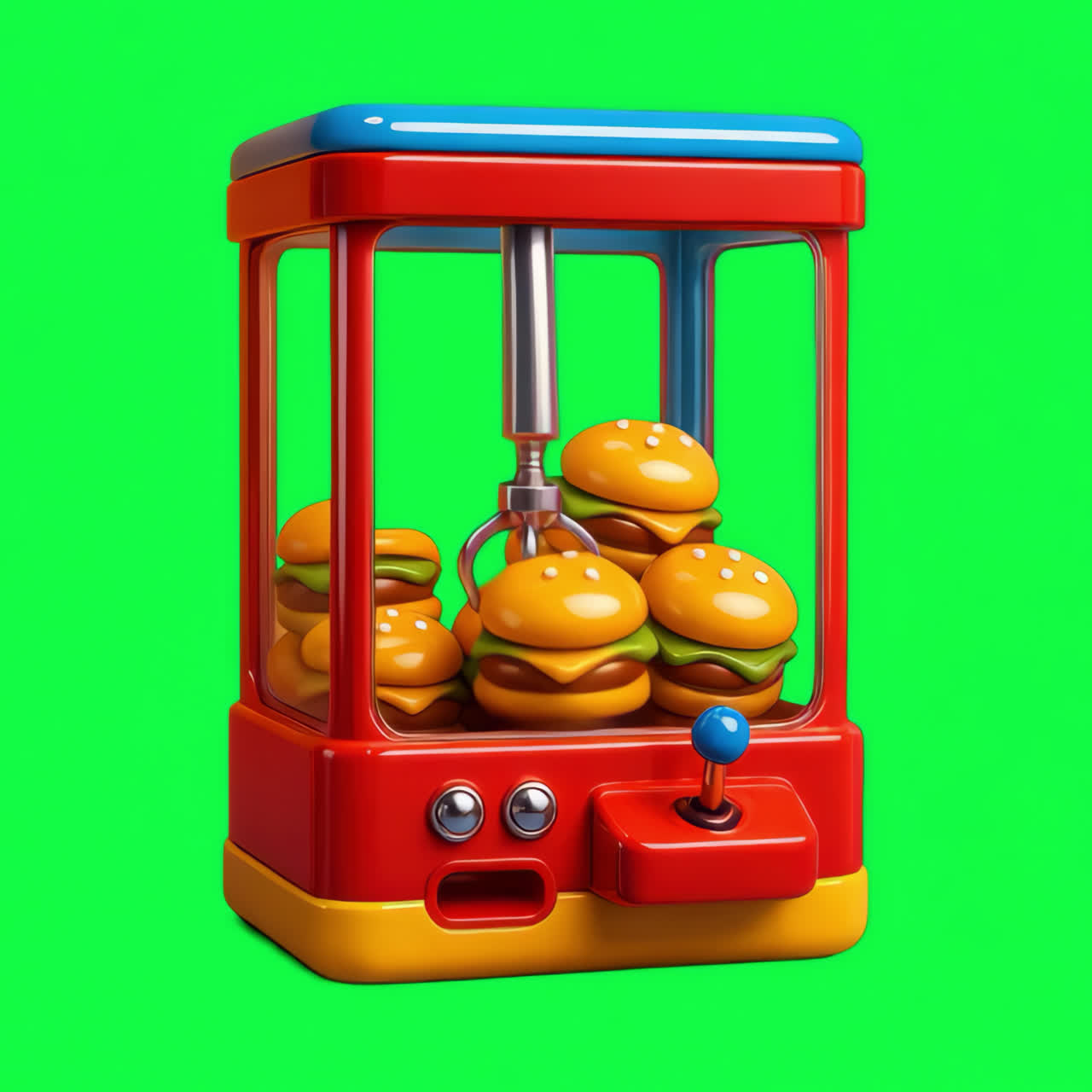 Claw machine filled with burgers