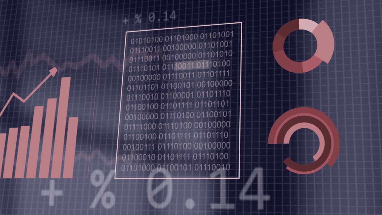 어두운 배경에서 금융 데이터 처리의 애니메이션