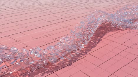 abstract pink grid with swirling translucent fragments