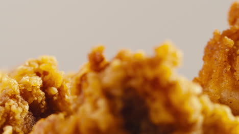 close up of crispy fried chicken