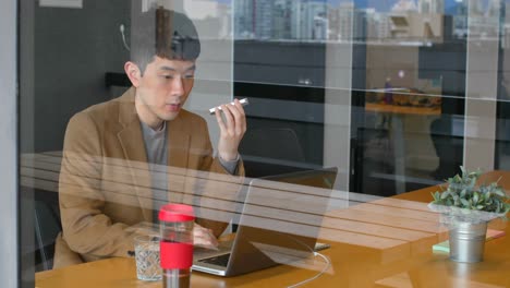 young asian business people discussing over digital tablet in modern office 4k