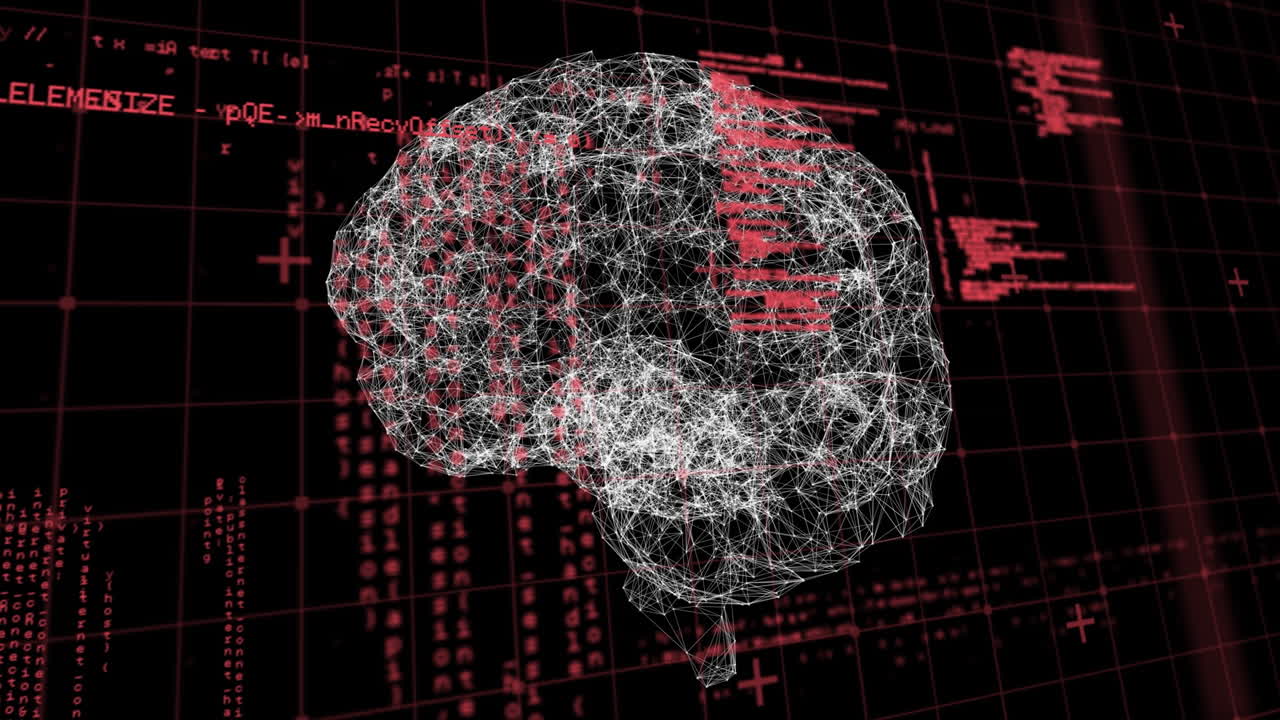 animación del espacio digital con cerebro y datos