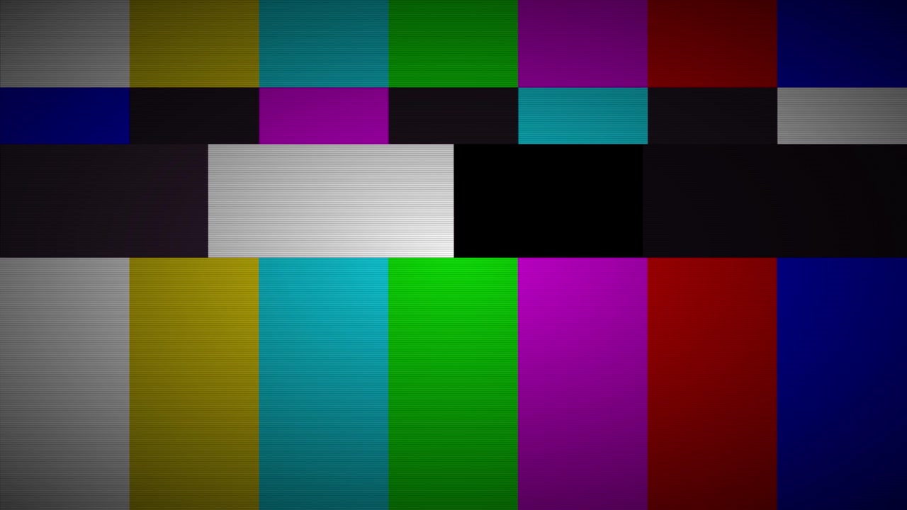 Television Test Pattern with Glitch and Signal Interference
