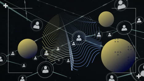 animation of network of connections with people icons over black background