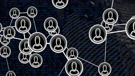 animación de la red de conexiones con iconos en todo el mundo sobre fondo negro
