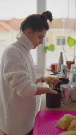 woman baking easter bread