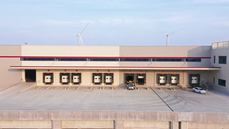 Aerial-Shot-of-Loading-Docks-at-Newly-Built-Warehouse-Center