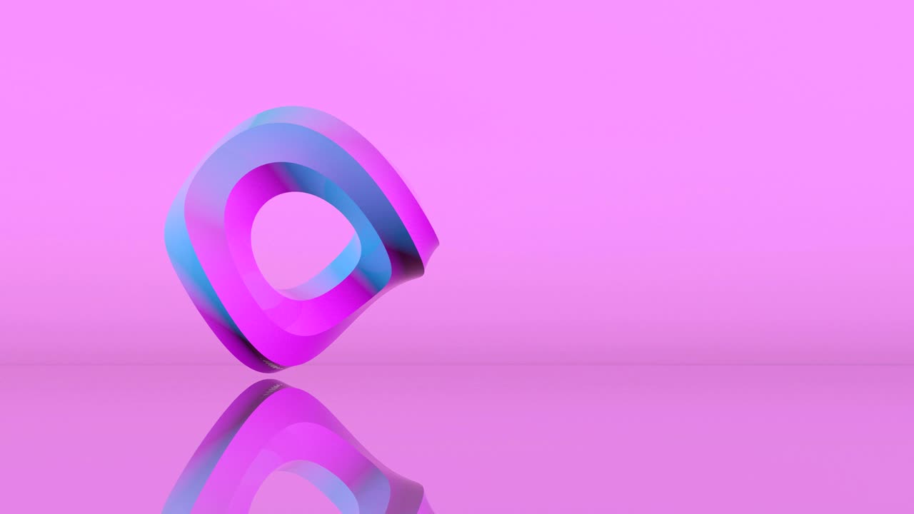 girando curva cremosa imágenes 3d. moviendo espiral en superficie de vidrio con reflexión. curva dinámica abstracta forma de plástico animación. movimiento de crema batida azul y violeta en fondo rosa video sin costuras