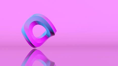 rotating creamy curve 3d footage. moving spiral on glass surface with reflection. curvy dynamic abstract plastic shape animation. blue and violet whipped cream motion on pink background seamless video