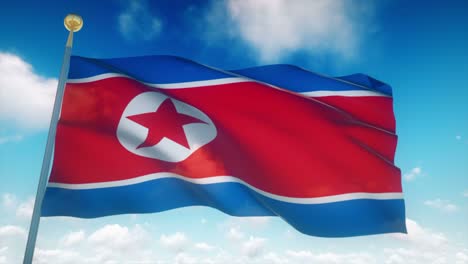 4k bandera muy detallada de corea del norte en bucle