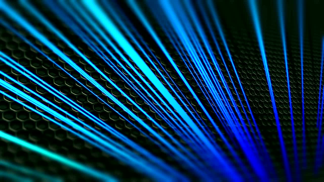 líneas azules vectoriales en la hoja de carbono de metal video de fondo