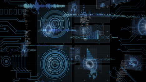 Animation of data processing over computer circuit board