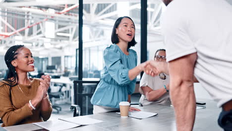 business woman, diversity handshake