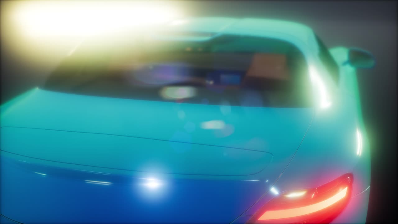 coche deportivo de lujo en un estudio oscuro con luces brillantes