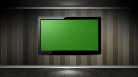 monitor de pantalla verde y habitación, 4k