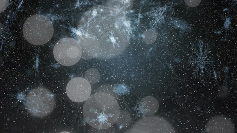 animation of snow falling over light spots on black background