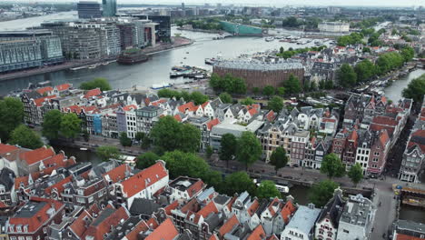 amsterdam canal city aerial view