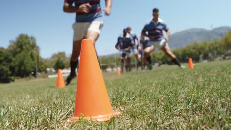 rugby players running zigzag in the field 4k 4k