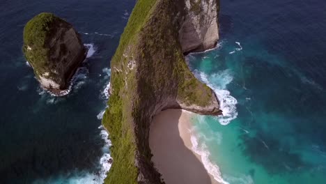 marvelous aerial view flight high bird's eye view drone shot instagram spot kelingking beach at nusa penida in bali indonesia is like jurassic park cinematic nature cliff view above by philipp marnitz