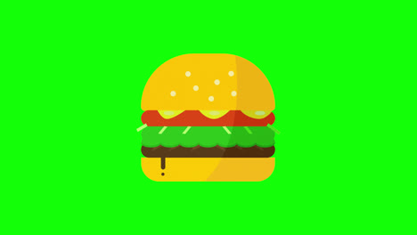 Icono-De-Hamburguesa,-Concepto-De-Comida-Rápida,-Animación-En-Bucle-Con-Canal-Alfa.