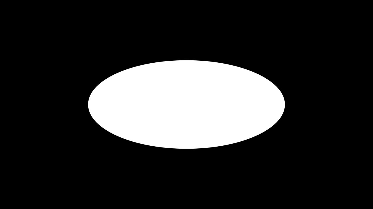 Ellisse Bianca. Animazione dell'aspetto liquido di un ovale bianco su sfondo nero. Animazione fotogramma per fotogramma per logo, testo, titolo del tuo video. Una goccia cade sull'ovale e lo colora