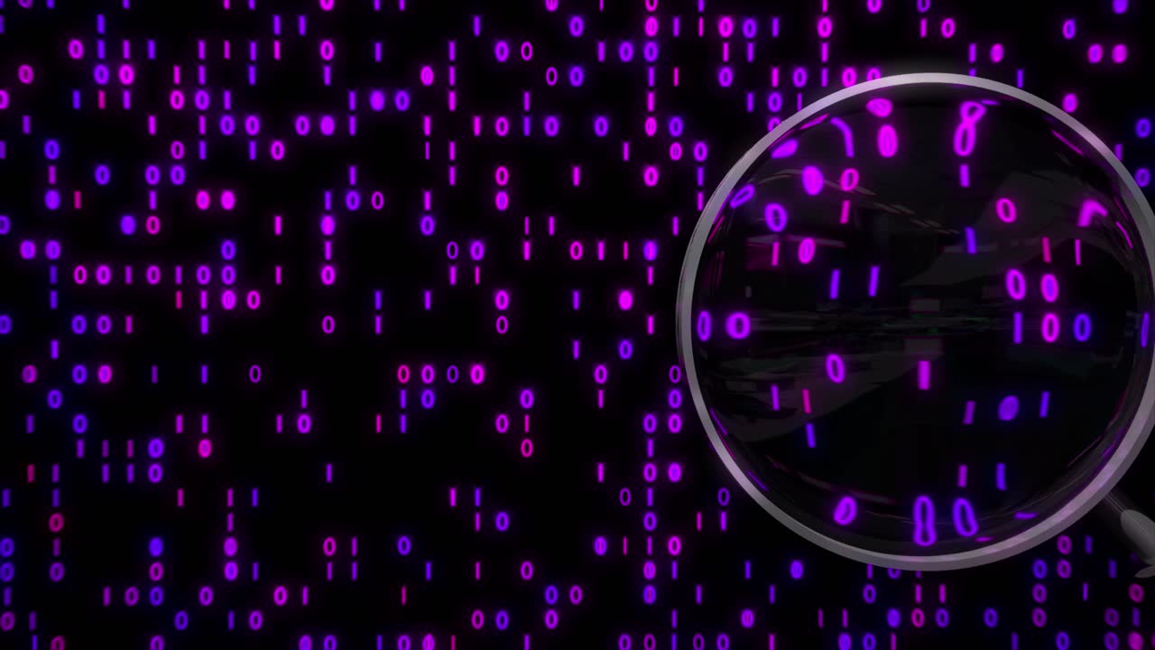 Daten unter Lupe, binär, Spionage, Fernrohr 4K
