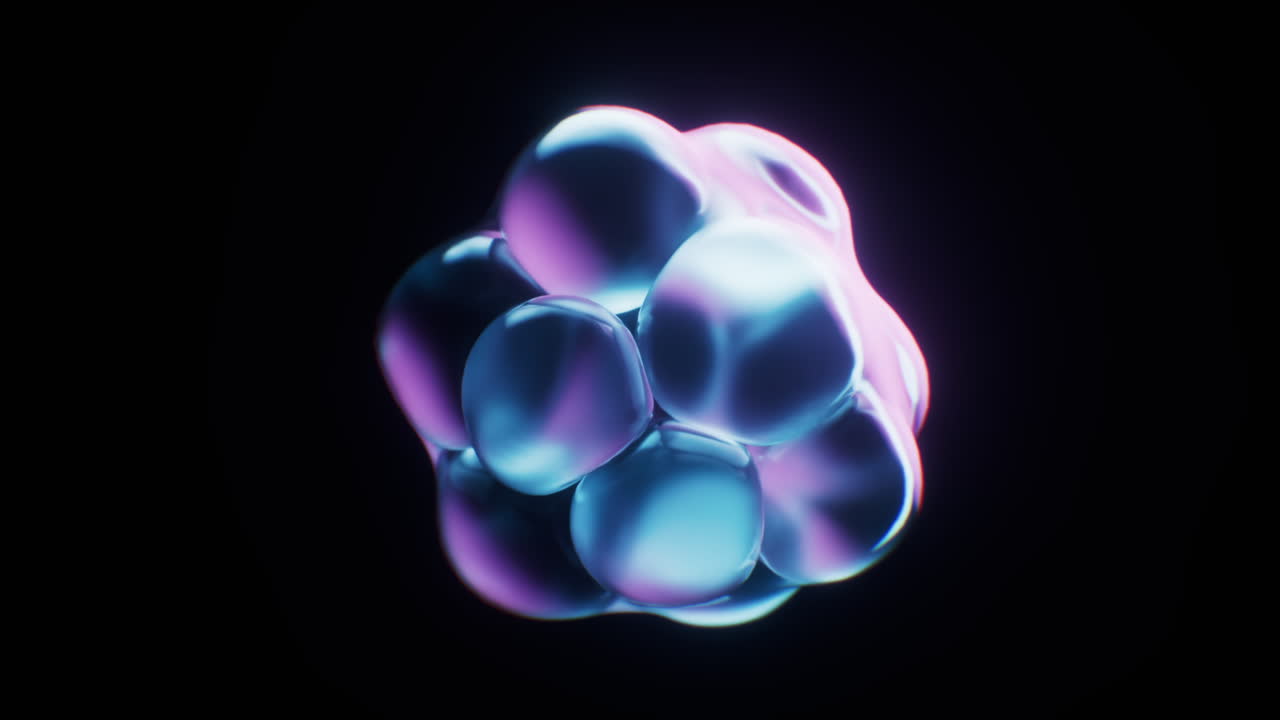 Transparent neon bubbles background, 3d rendering