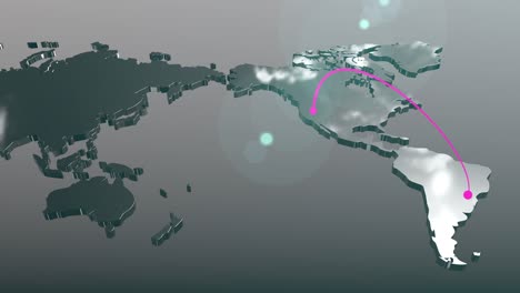conexión de américa a brasil animación del mapa del mundo