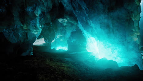 interior shot of ice glacier cave