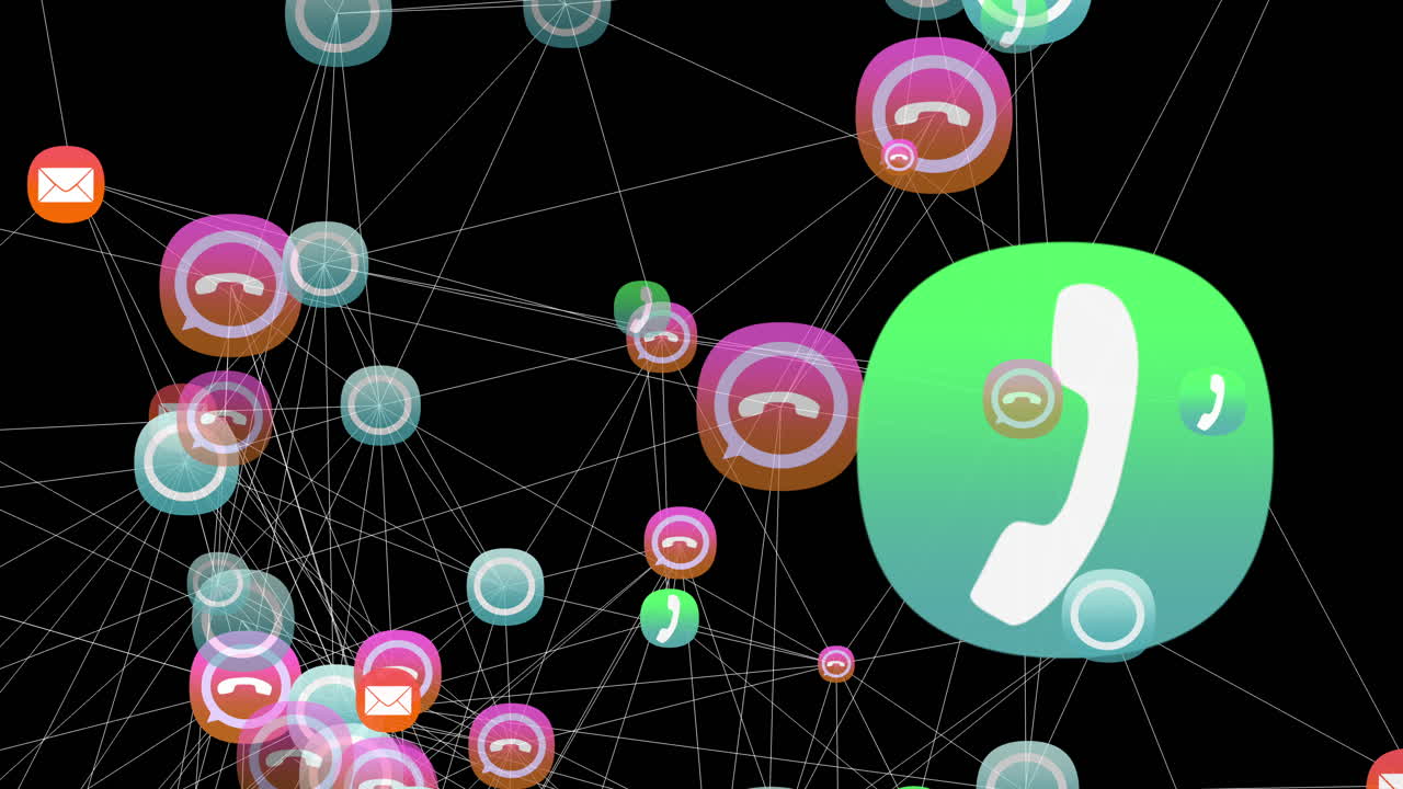 Global online Communication network with internet social media symbols