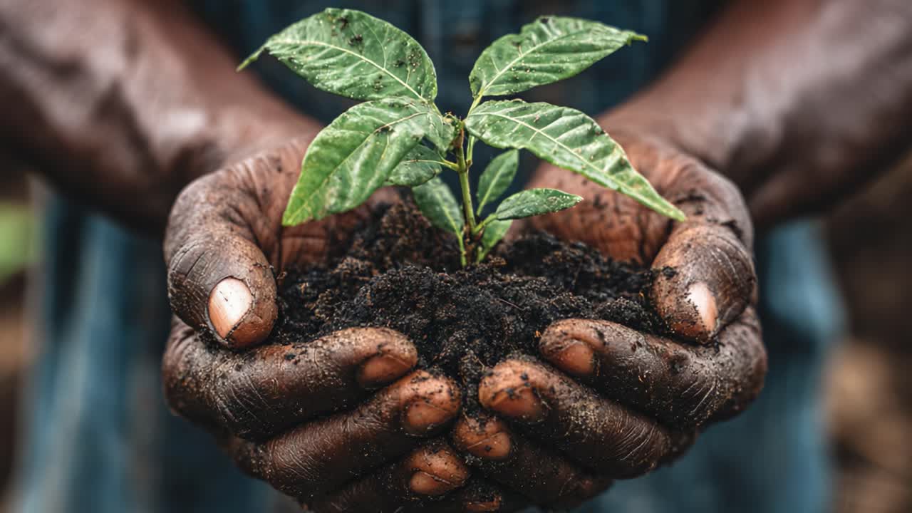 Nurturing Life: A Close-Up on Hands Holding a Young Plant, Showcasing the Connection Between Humanity and Nature in a Moment of Growth and Hope