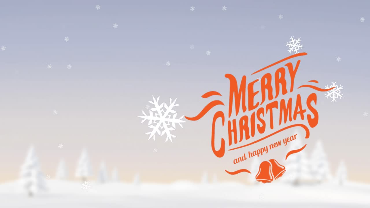 겨울 풍경 과 눈 이 내리는 겨울 풍경 에 대한 메리 크리스마스 텍스트 의 애니메이션