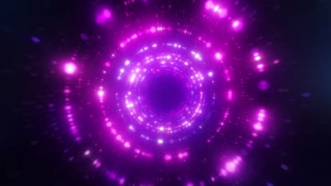abstract neon tunnel with glowing particles