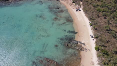 Top-View-Of-The-Beautiful-Beach-Of-Hideaway-Bay-At-Whitsunday-Region-In-Australian-State-Of-North-Queensland