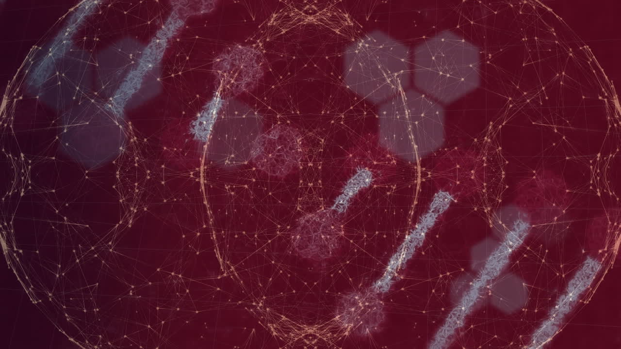 은 배경 위에 과학적 데이터, dna 및 연결의 애니메이션