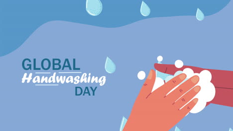 global handwashing day lettering with hands and drops