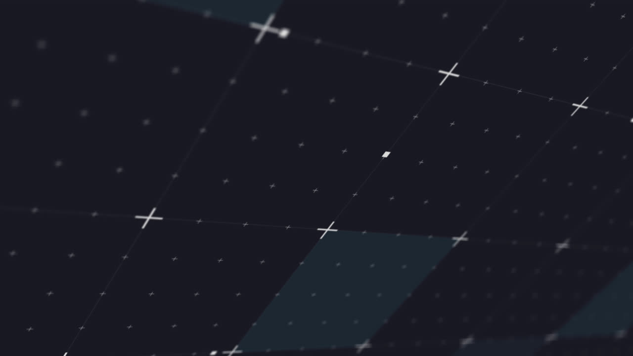 격자 배경에 빛나는 파란 사각형과 움직이는 마커의 애니메이션