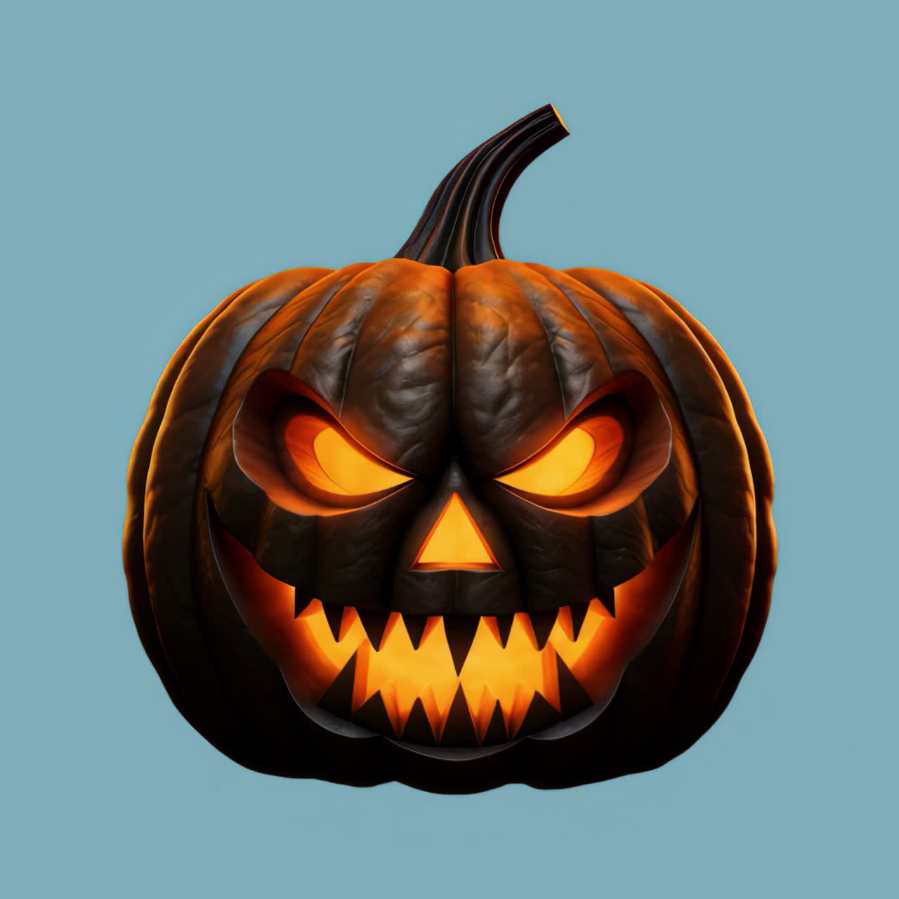 Spooky carved Halloween pumpkin animation isolated asset, transparent 4K video, alpha channel