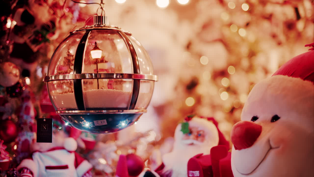 Big snowman decoration in the courtyard of the Monte Carlo Casino in the evening