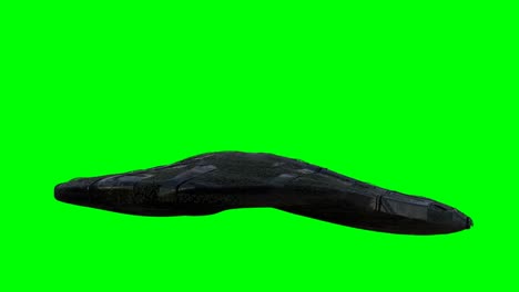 futuristic alien sci fi ship isolate on green screen. realistic 4k animation.