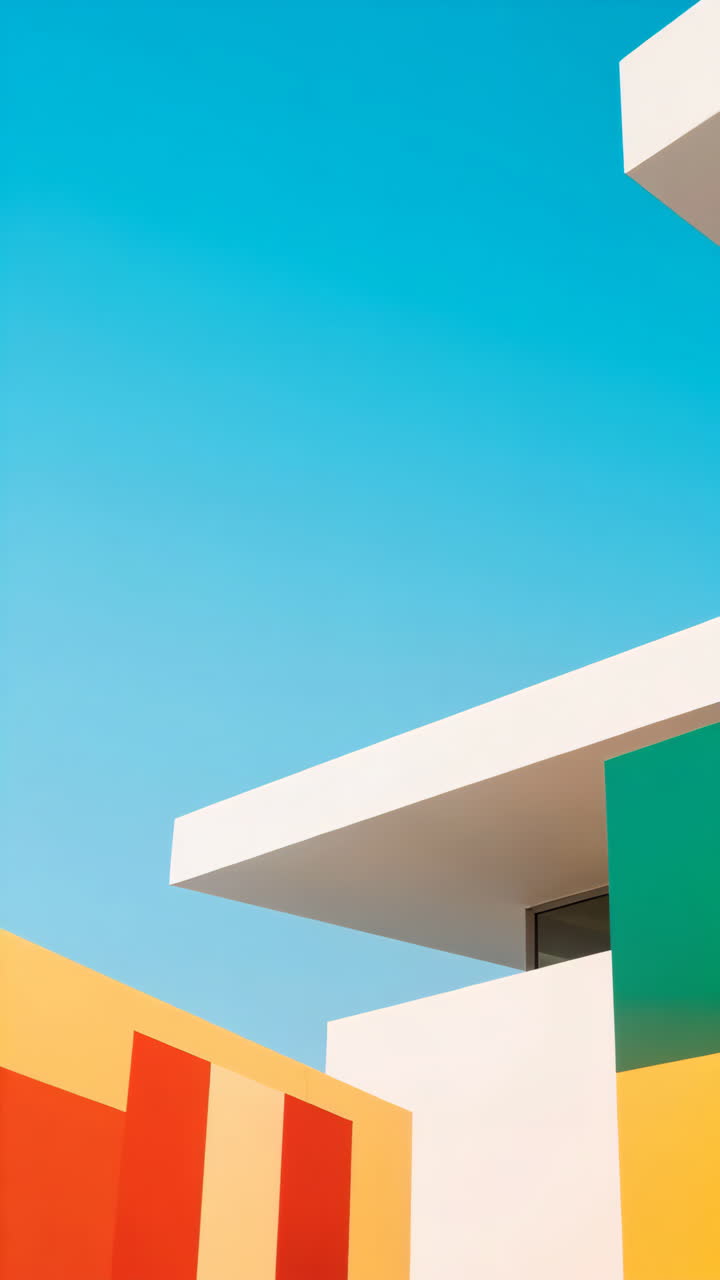 Abstract Modern Architecture with Colorful Blocks Under Blue Sky