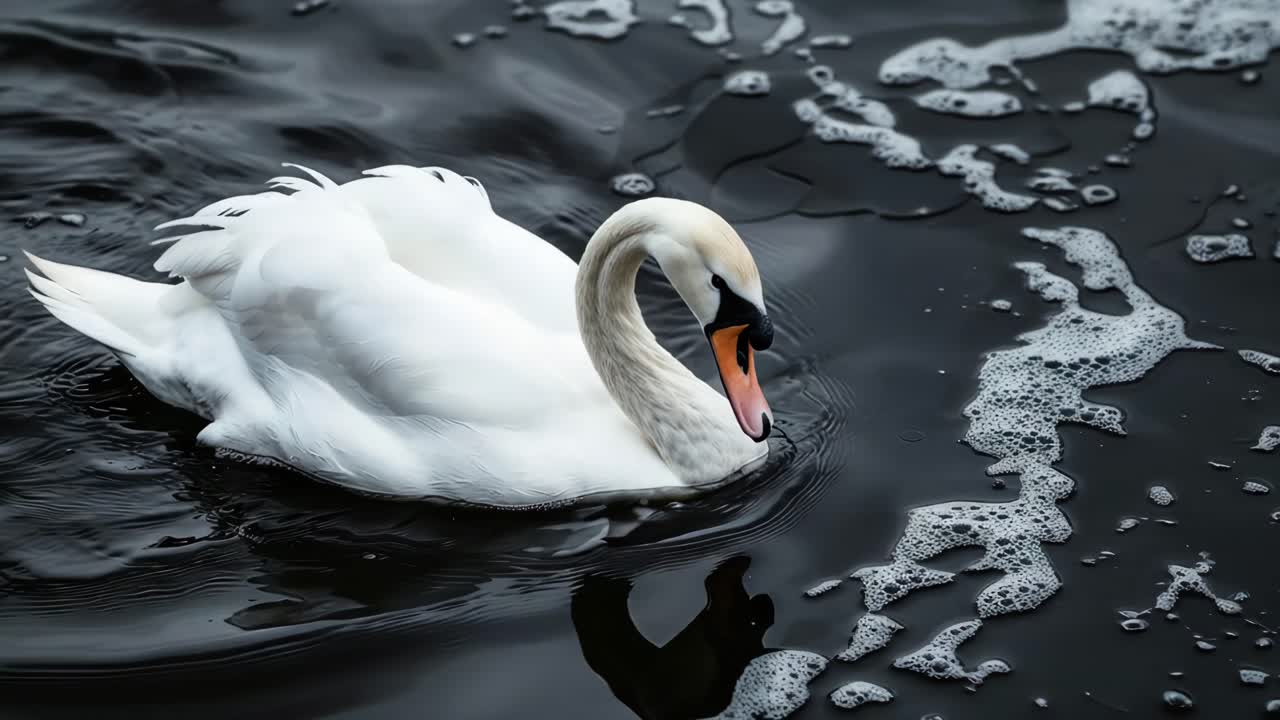 Elegant Swan on Dark Water