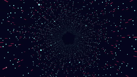 Hexagons with dots and lines in spiral in dark galaxy